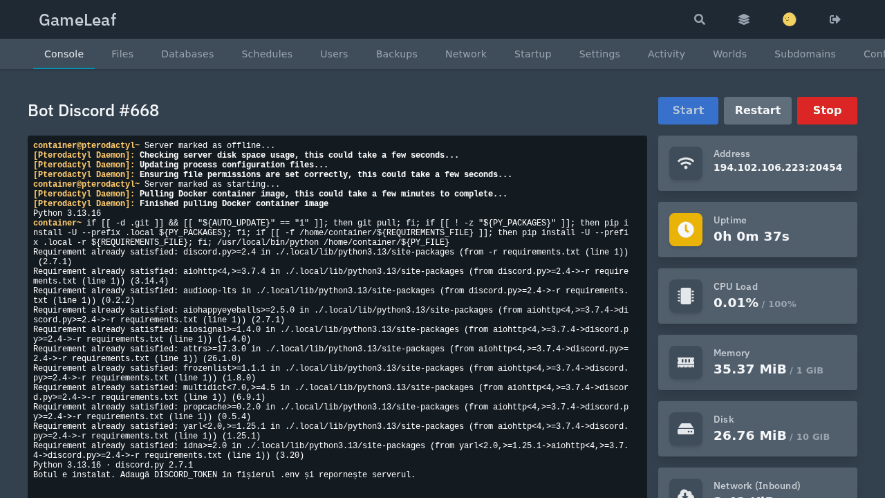 Bot console