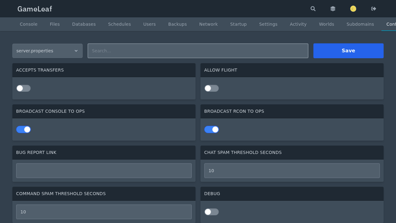 Editor server.properties
