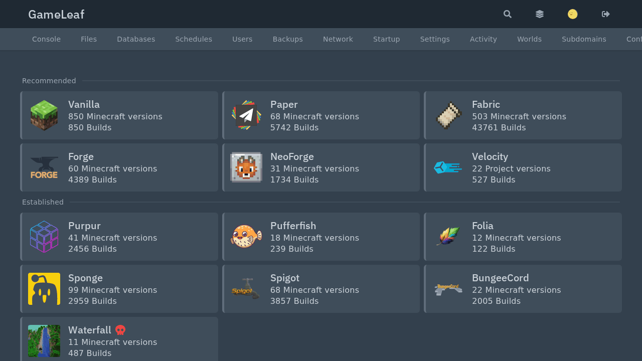 Schimbare versiune și tip de server